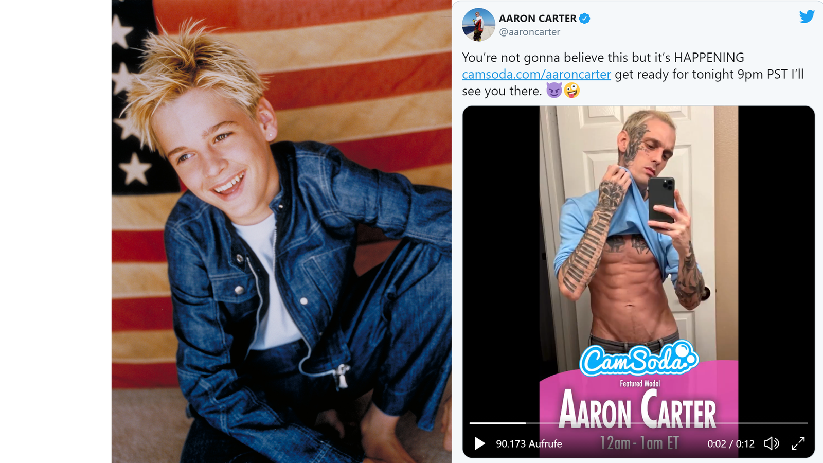 Aaron Carter damals/heute
