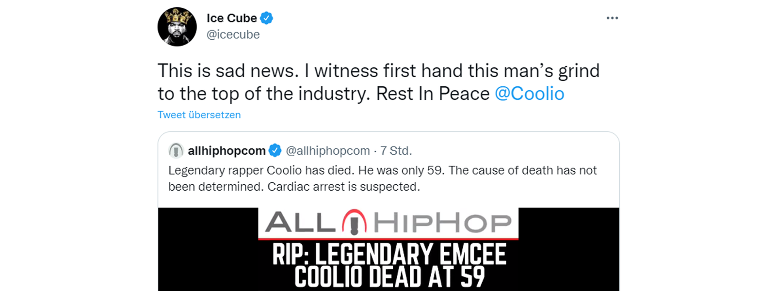 Ice Cube zum Tod von Coolio