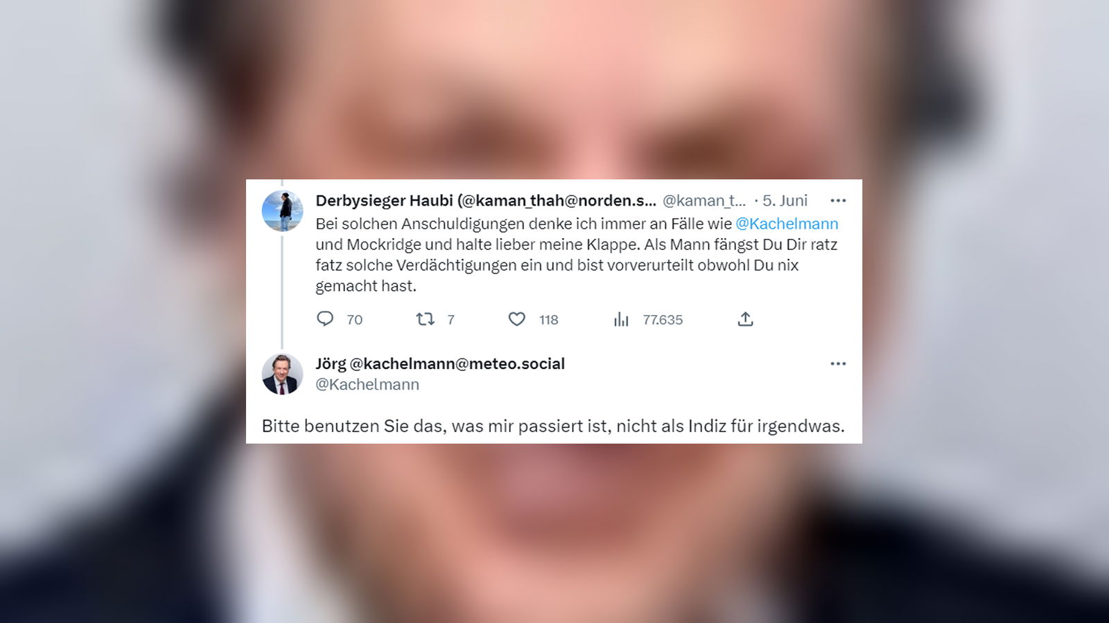 Jörg Kachelmann am 5. Juni 2023 bei Twitter