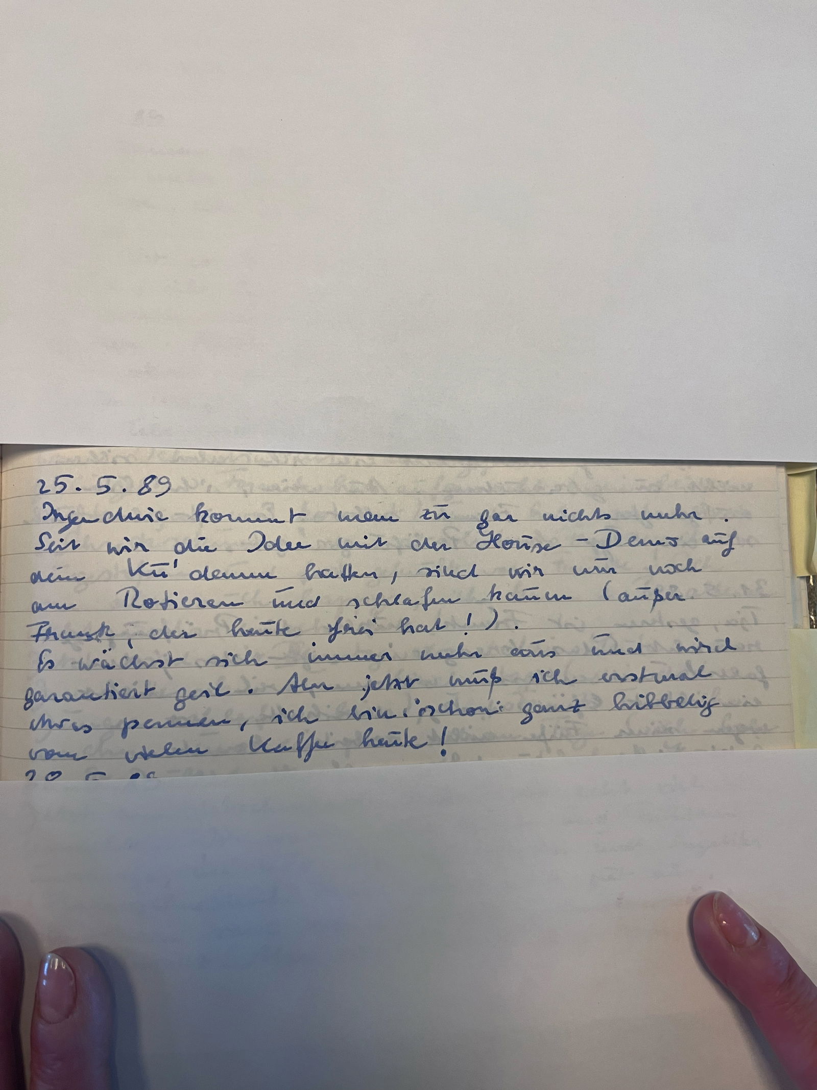 Tagebucheintrag von Miriam Scheffler vom 25. Mai 1989