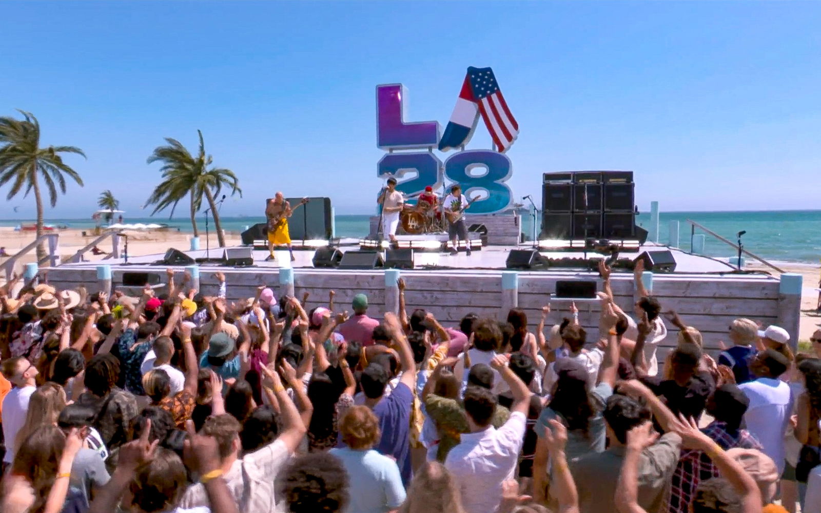 Die Red Hot Chili Peppers bei der Abschlusszeremonie der olympischen Sommerspiele 2024