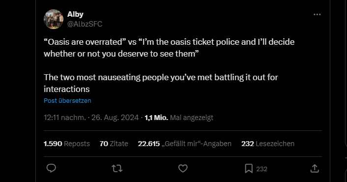 X Post über Oasis Reunion