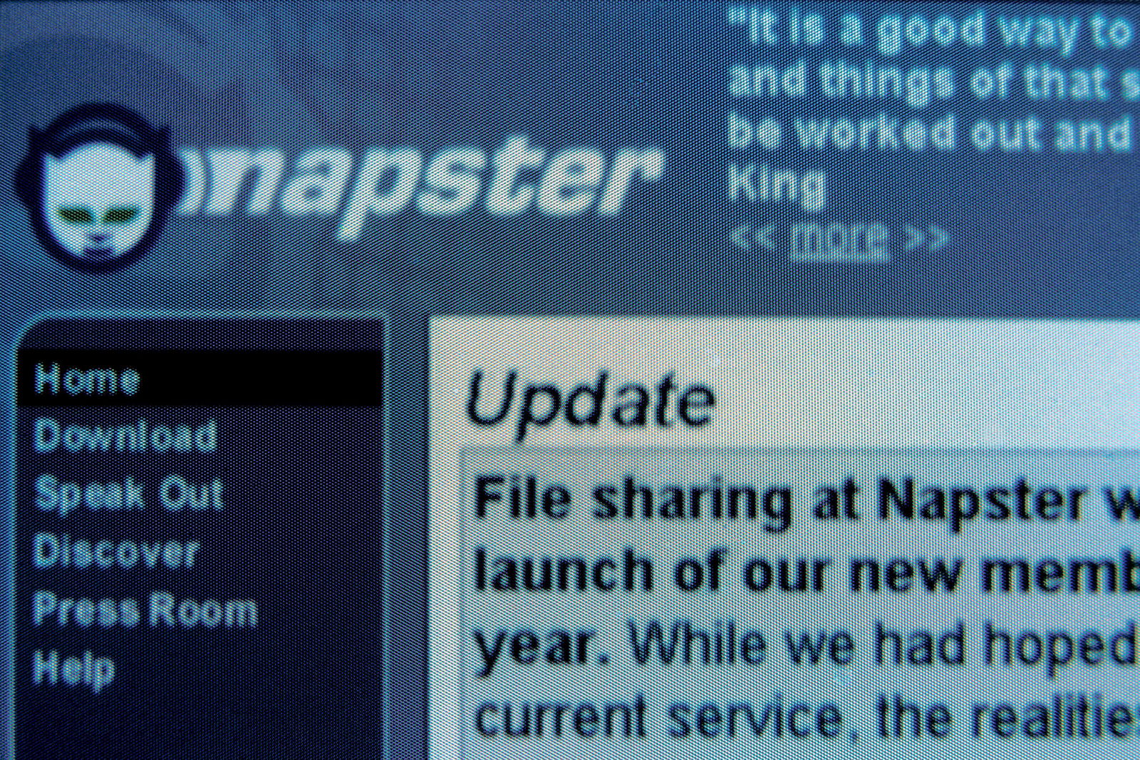 Internetpräsenz von Napster