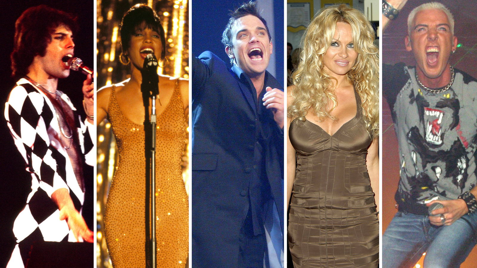 Freddie Mercury, Whitney Houston, Robbie Williams, Pamela Anderson, Scooter
